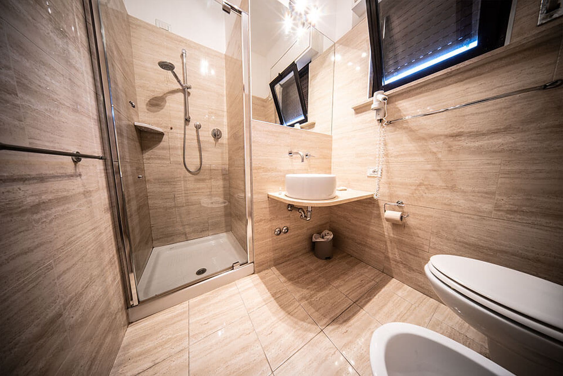 comfort double or twin room | bathroom | shower, rainfall showerhead, free toiletries, hair dryer