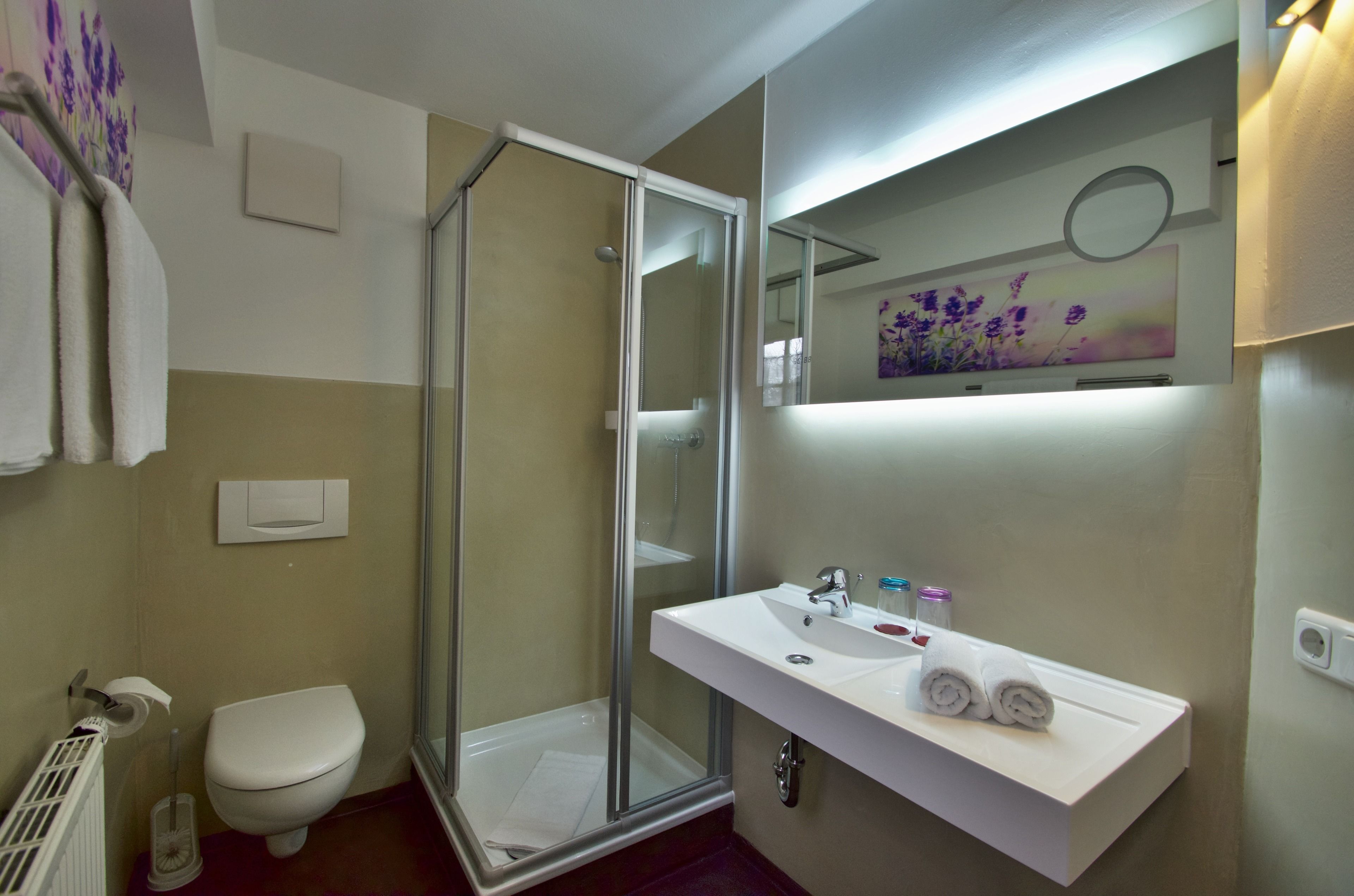double room single use | bathroom | shower, free toiletries, hair dryer, towels
