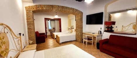 Desk, free WiFi, bed sheets