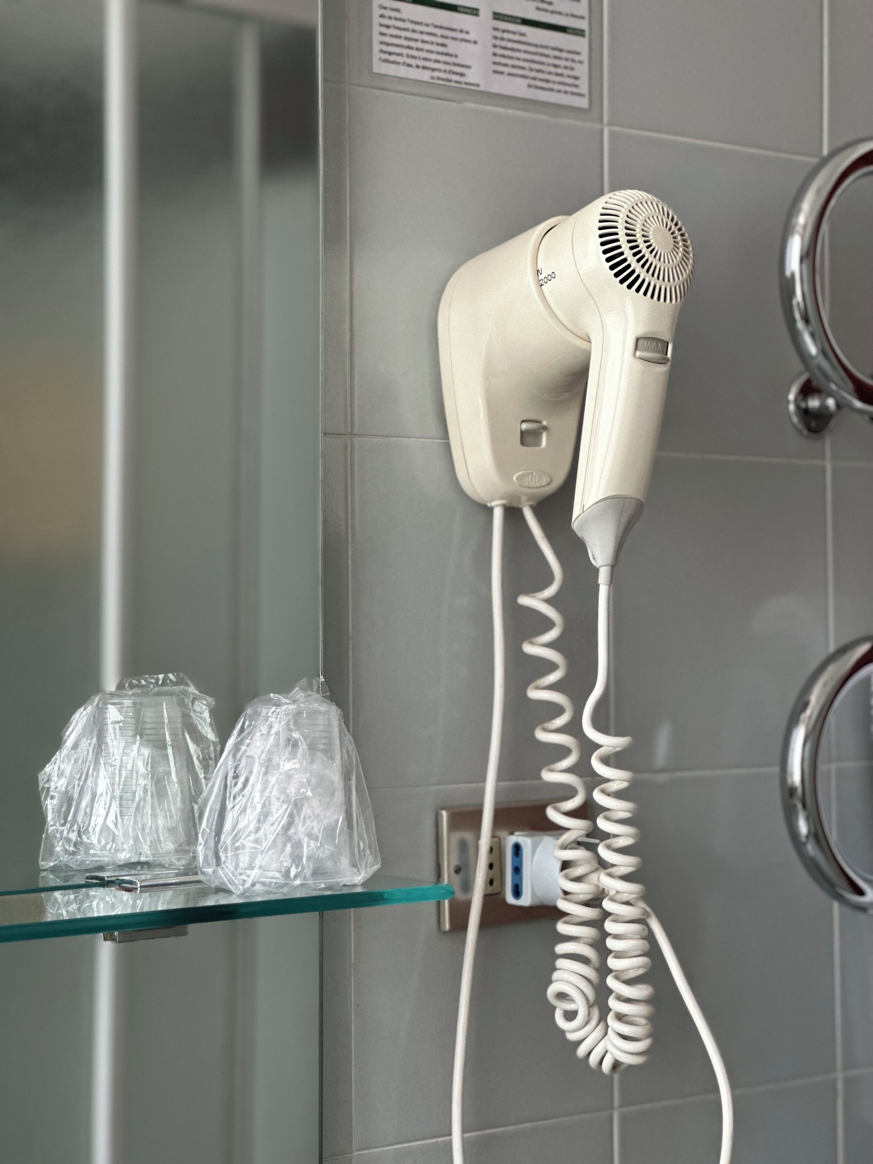 rainfall showerhead, free toiletries, hair dryer, bidet