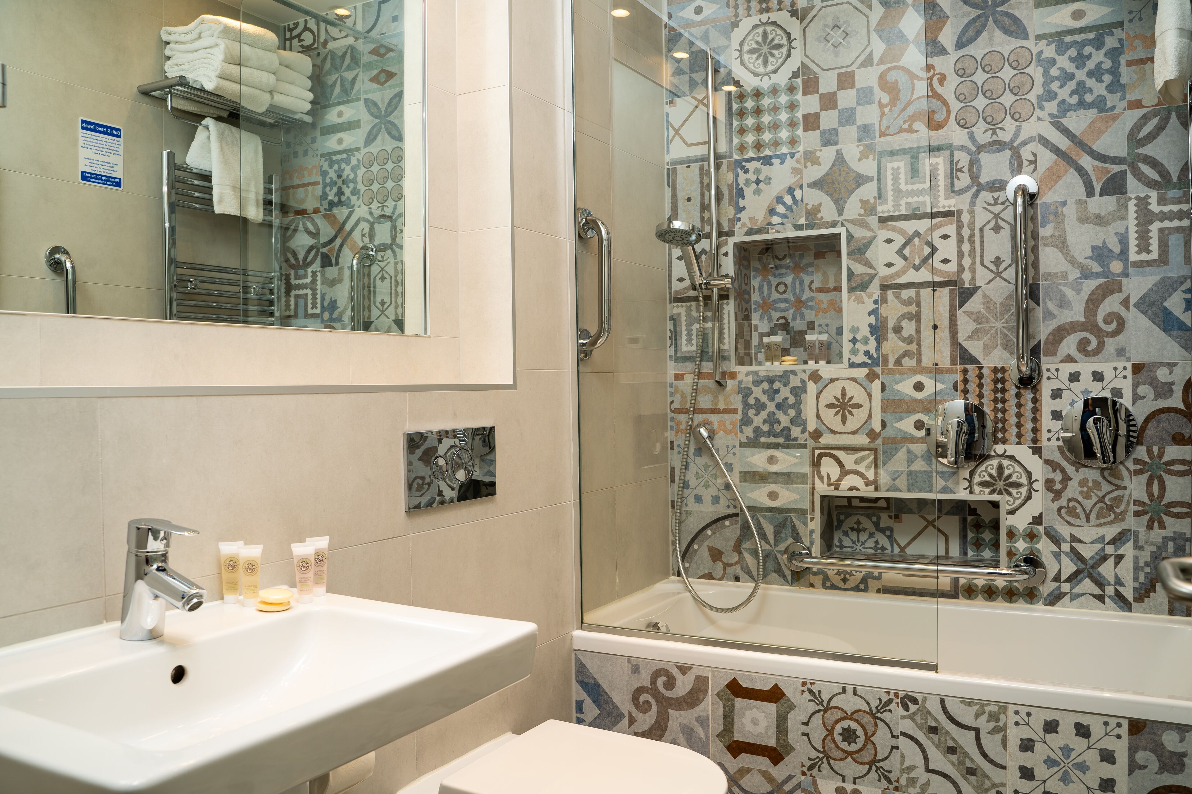 family room | bathroom | hair dryer, towels