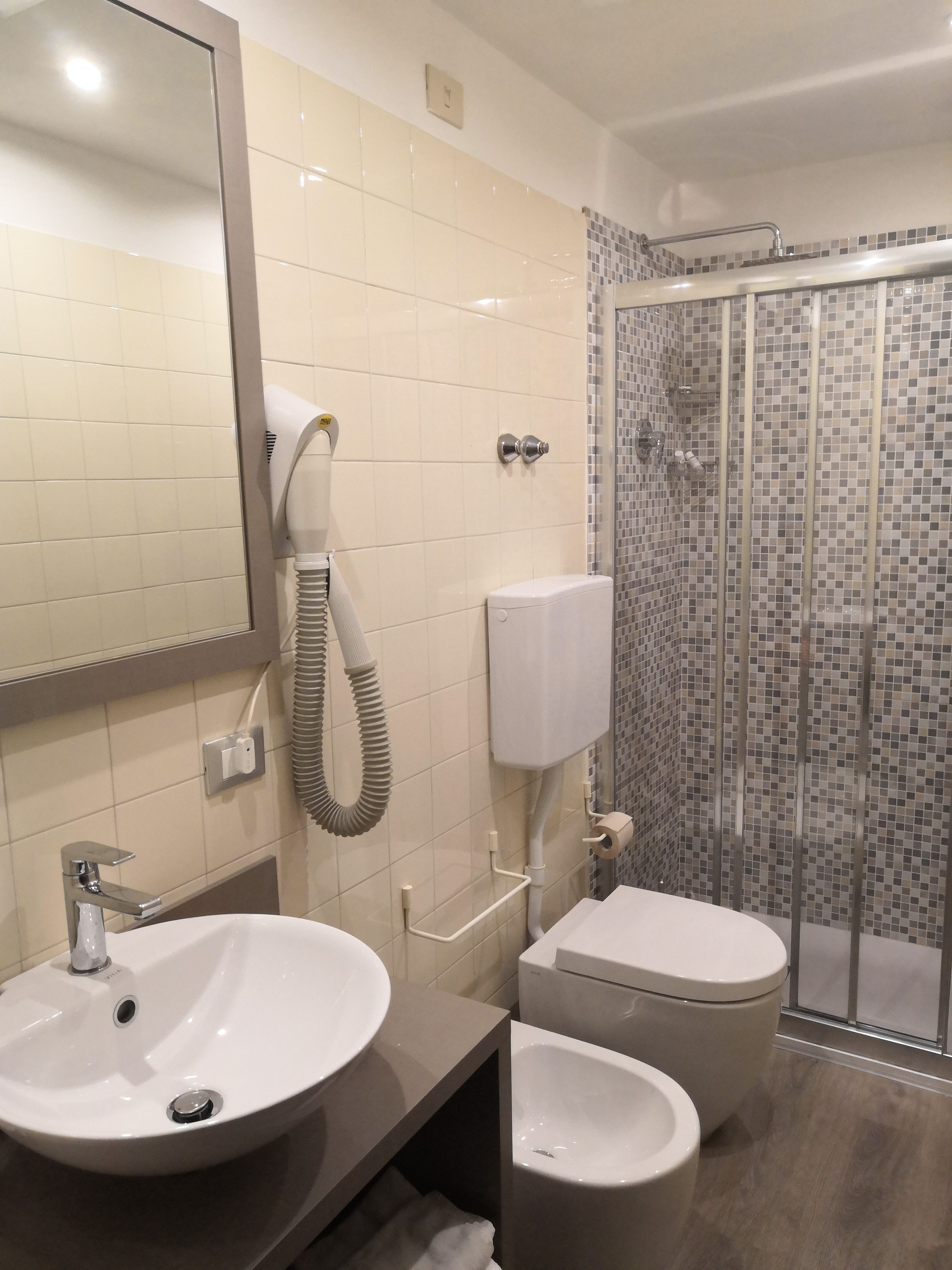 shower, free toiletries, hair dryer, slippers