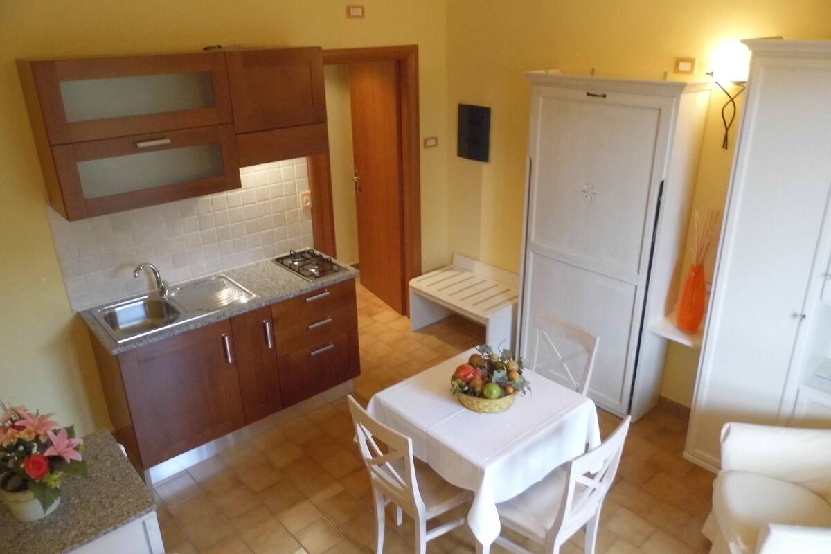 Suite estudio Deluxe, balcón, en la zona del jardín | Zona de estar | Televisión LED de 20 pulgadas con canales digitales, una televisión