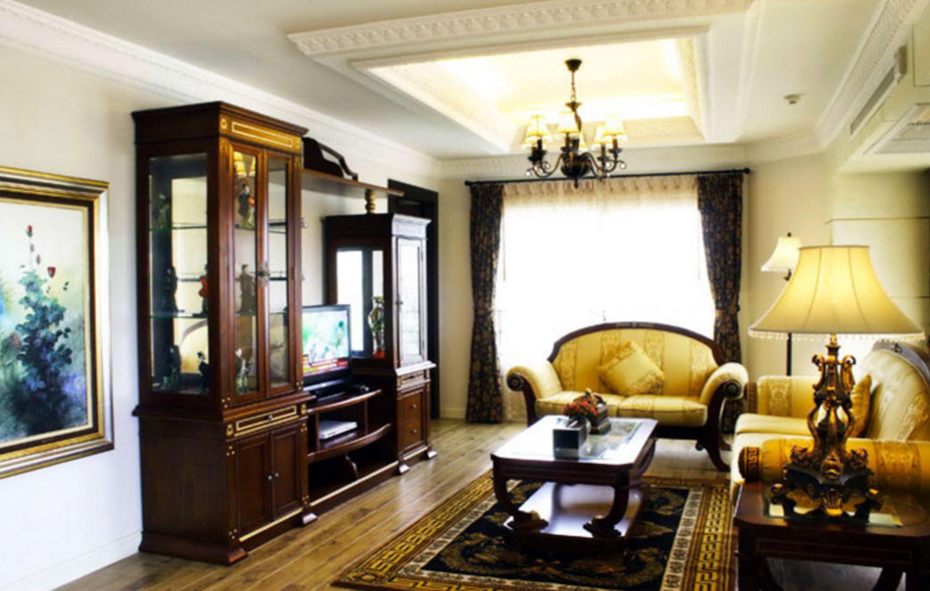 grande suite | living room | 32-inch flat-screen tv with satellite channels, tv, fireplace
