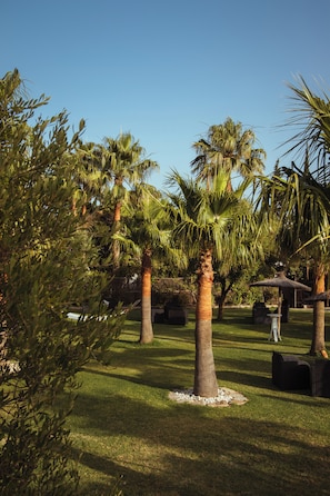 Piscine extérieure (ouverte en saison), parasols de plage