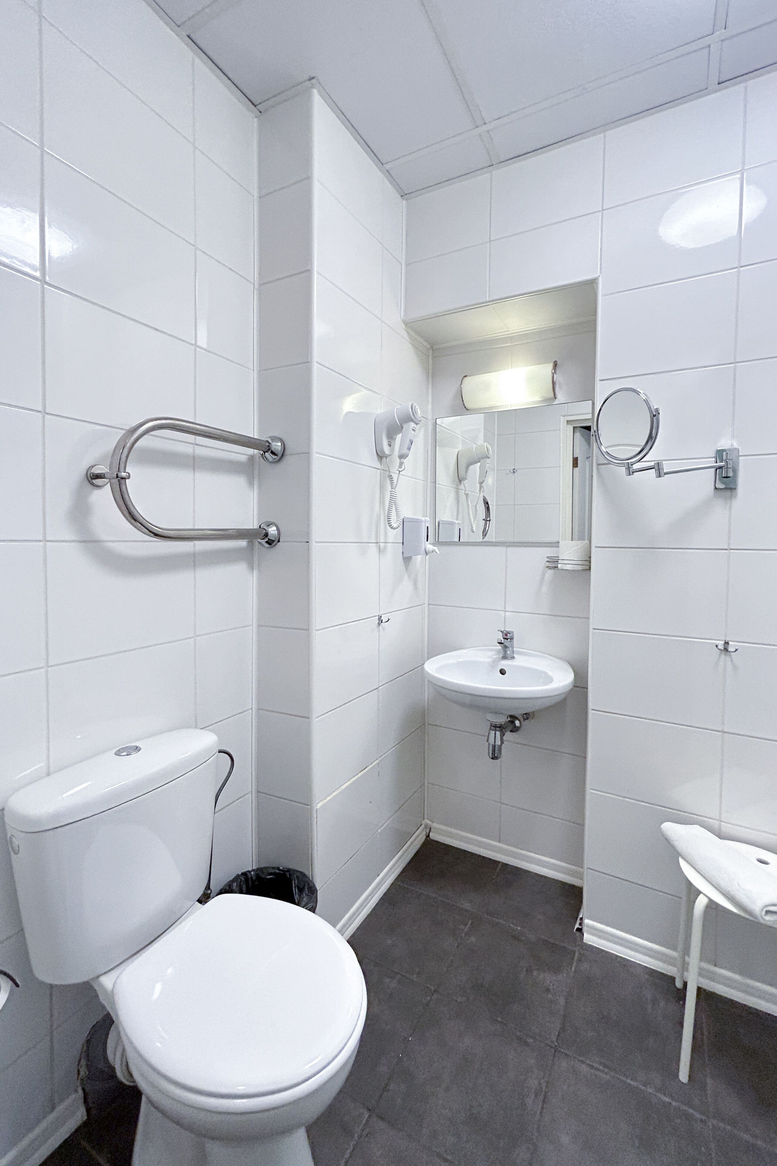 standard quadruple room | bathroom | shower, hair dryer, towels, soap