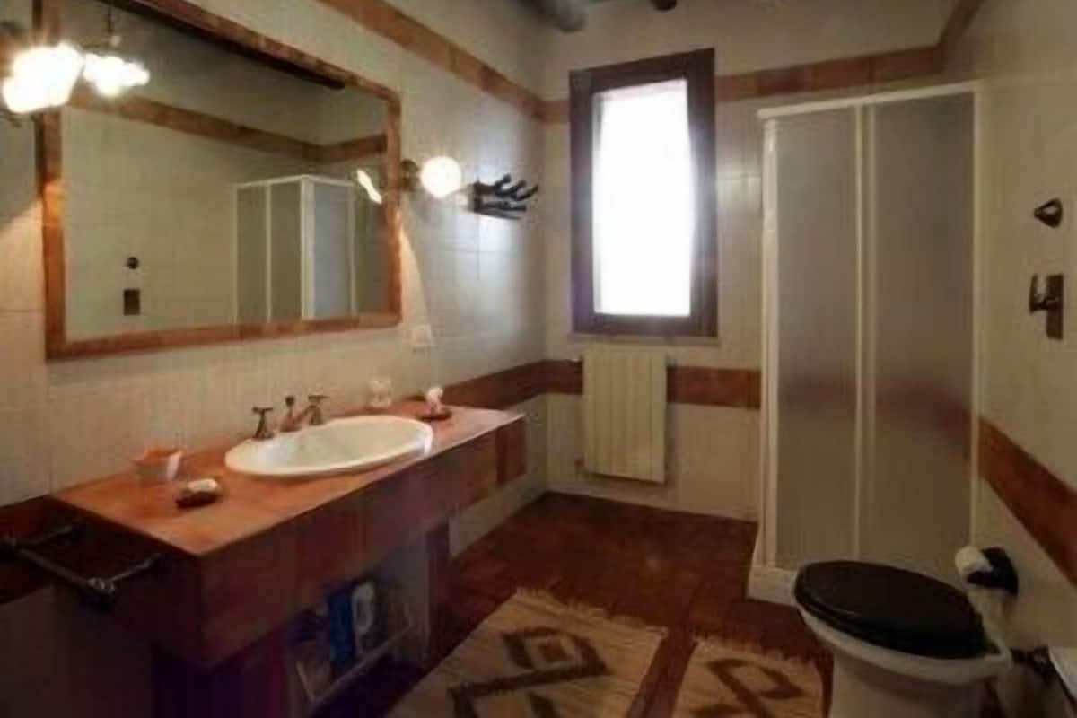 Shower, free toiletries, hair dryer