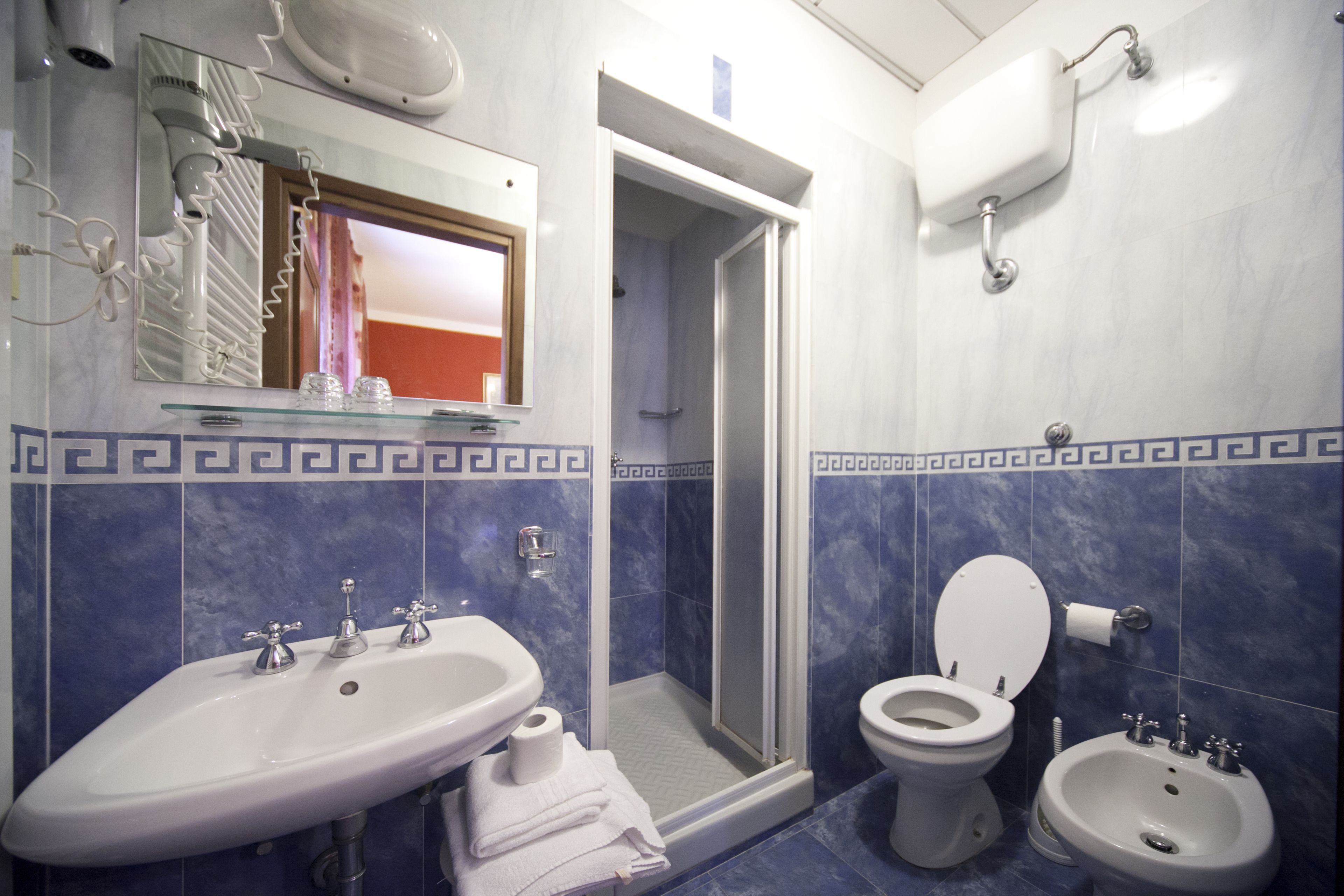 shower, free toiletries, hair dryer, bidet