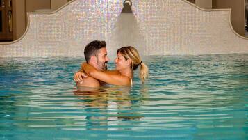 Indoor pool, open 9:00 AM to 7:00 PM, pool umbrellas, sun loungers