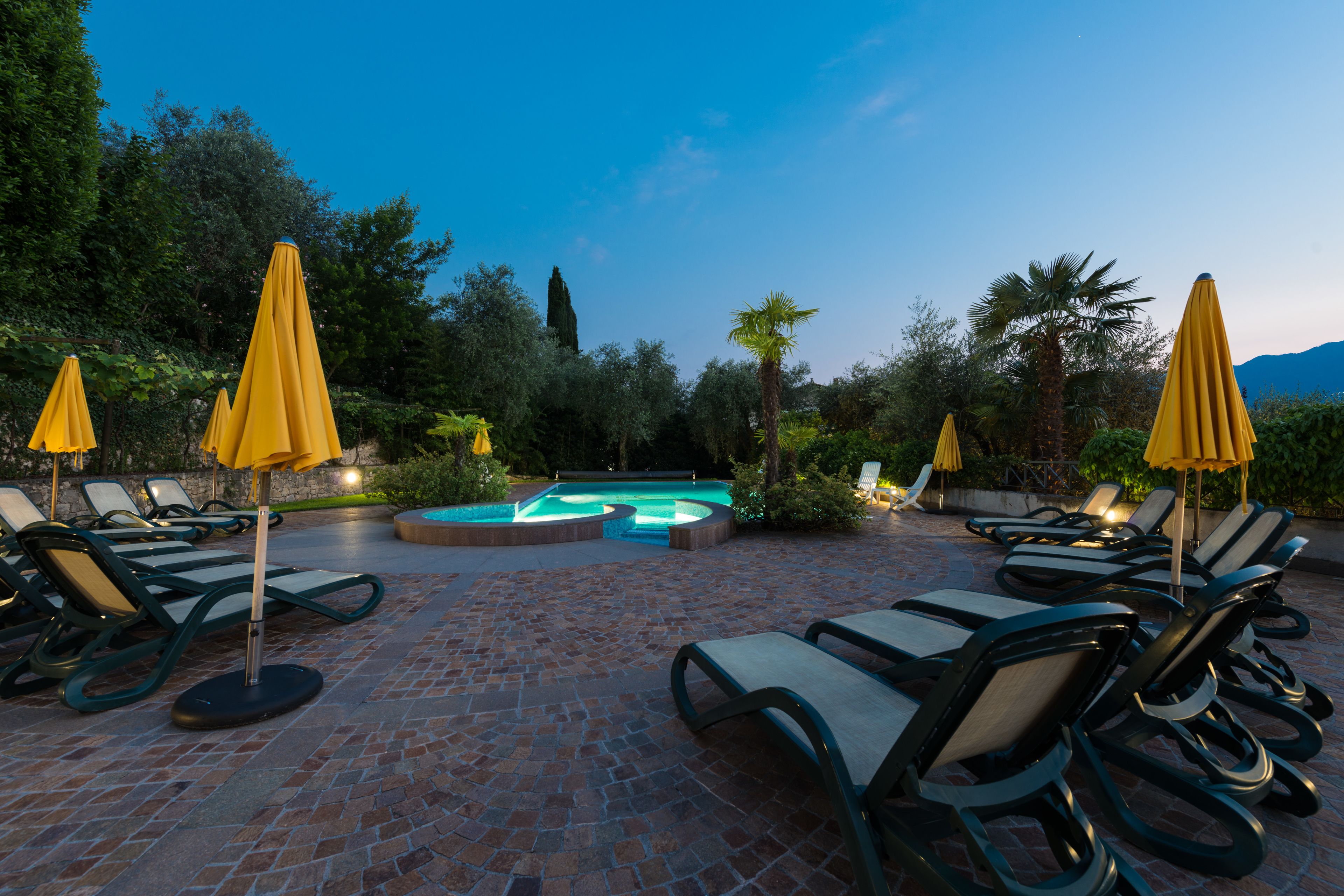 outdoor pool, an infinity pool, pool loungers