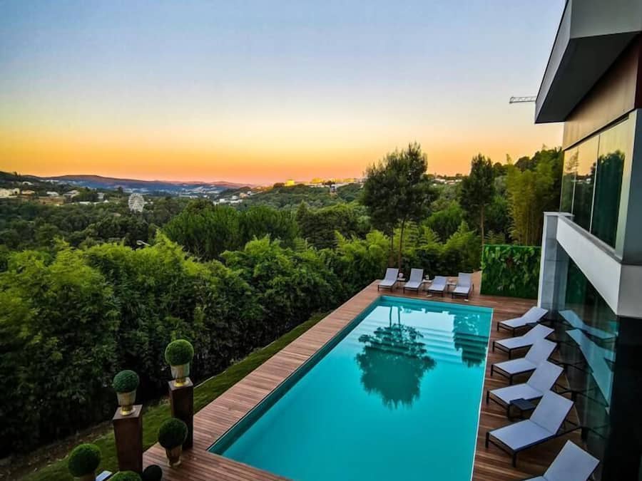 Indoor pool, outdoor pool, pool loungers