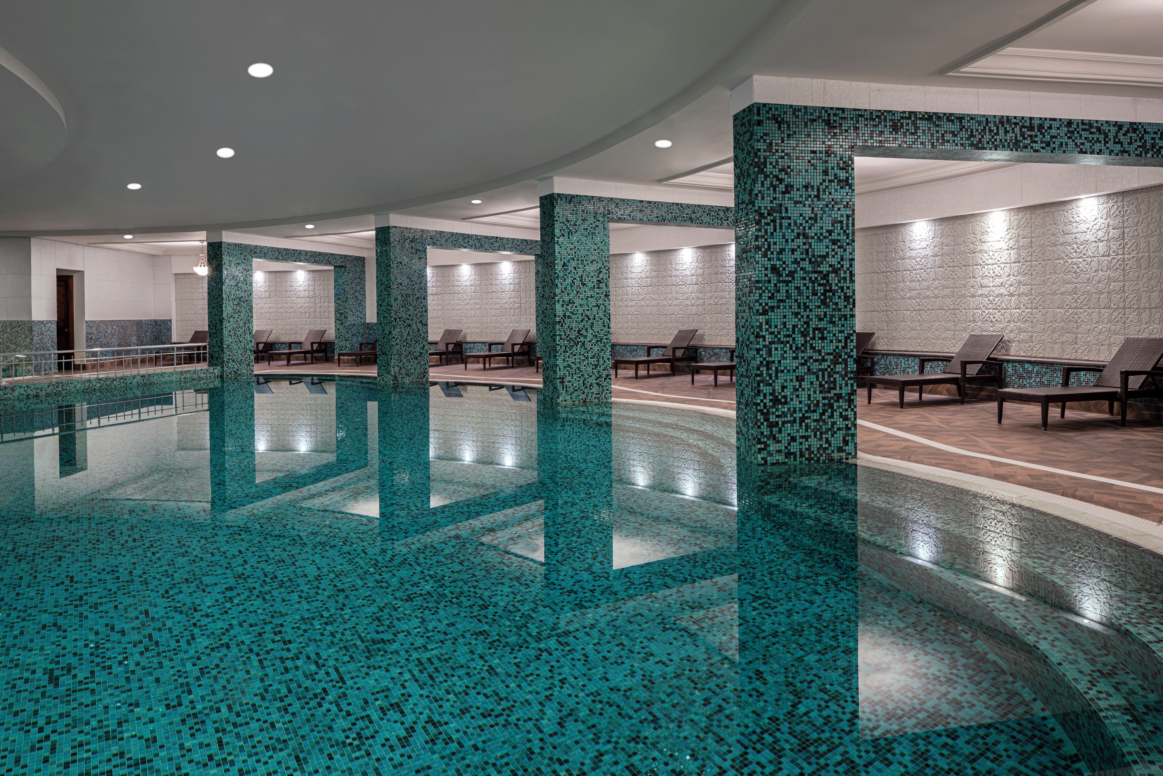 3 indoor pools, 5 outdoor pools