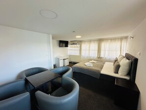 Suite, Balcony, City View | Iron/ironing board, free WiFi, bed sheets - Botel Gracia (Bratislava)