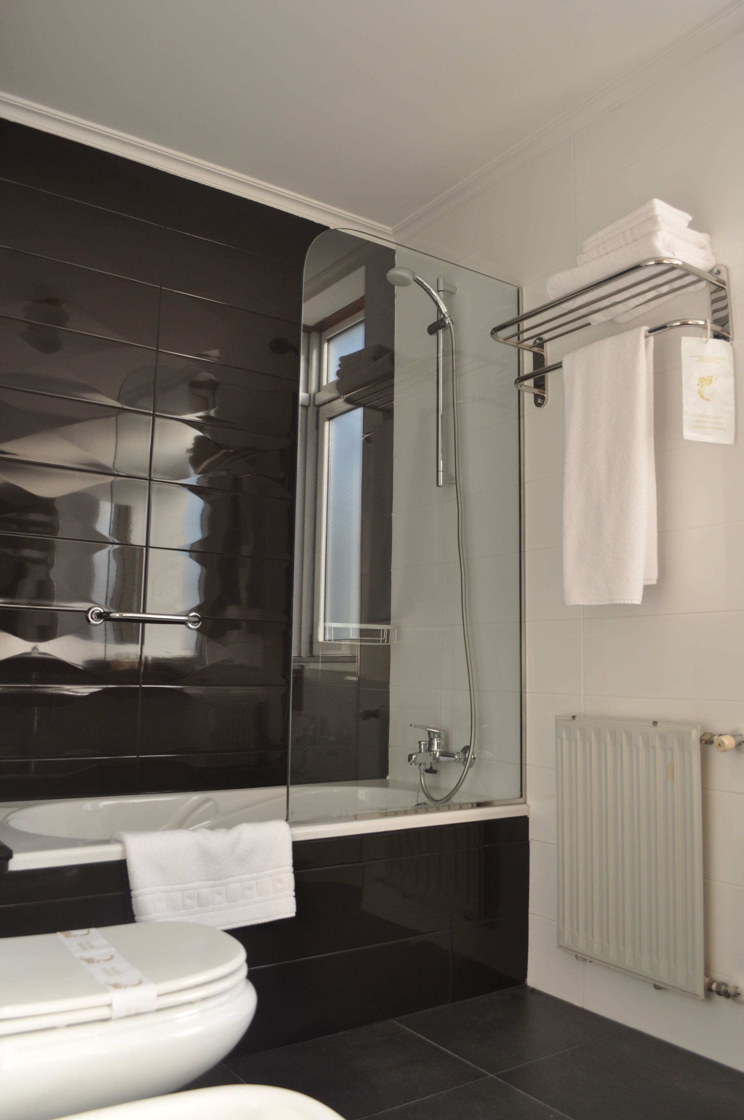 free toiletries, hair dryer, bidet, towels