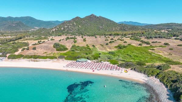 Private beach, sun-loungers, beach umbrellas