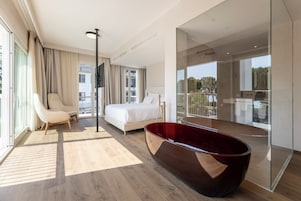Suite Deluxe, vistas al lago | Minibar, caja fuerte, escritorio y espacio para trabajar con un portátil