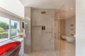Deluxe Suite, Lake View | Bathroom | Bathtub, hair dryer, towels, soap