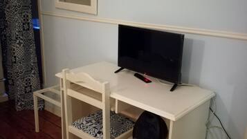 Desk, bed sheets