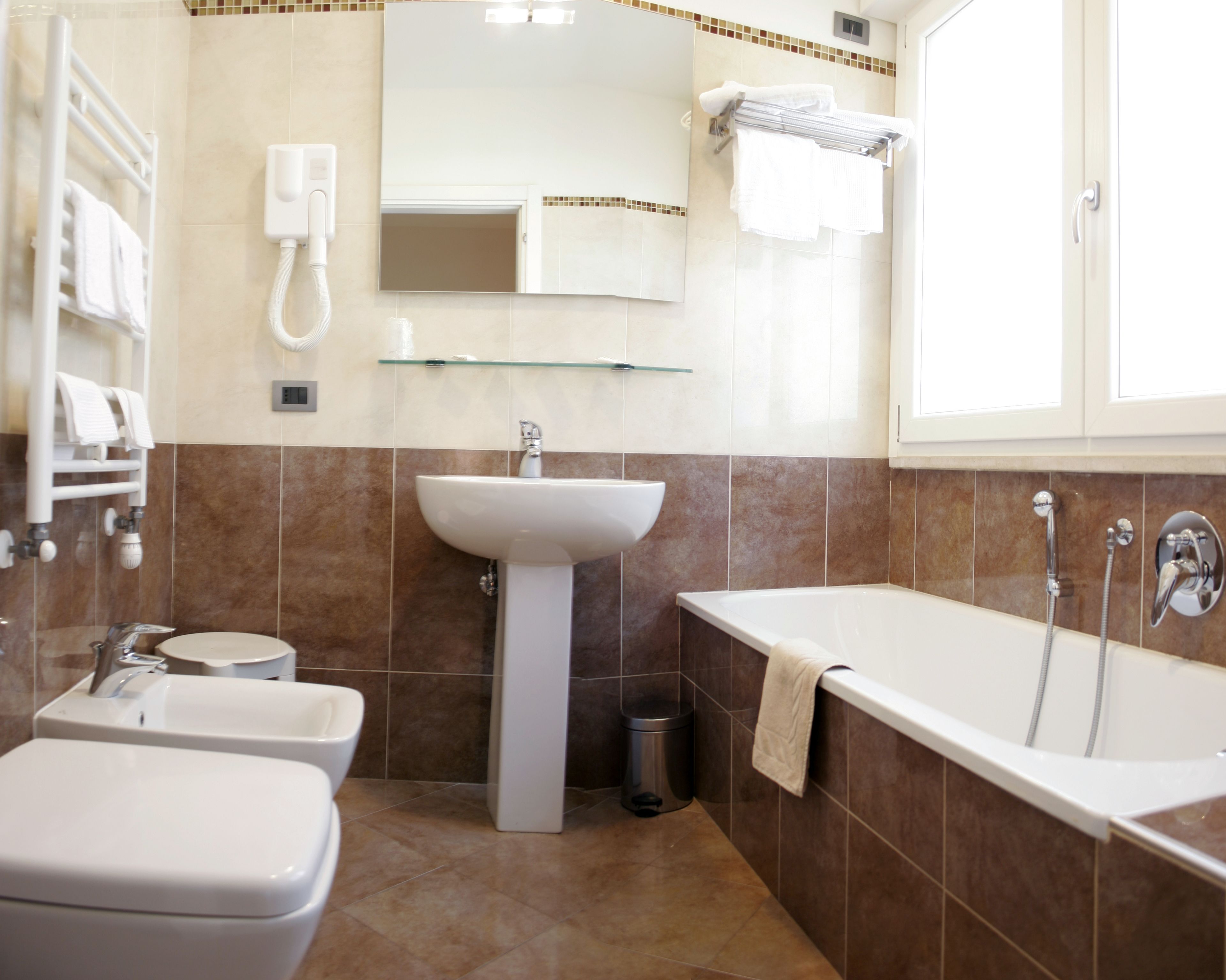 free toiletries, hair dryer, towels