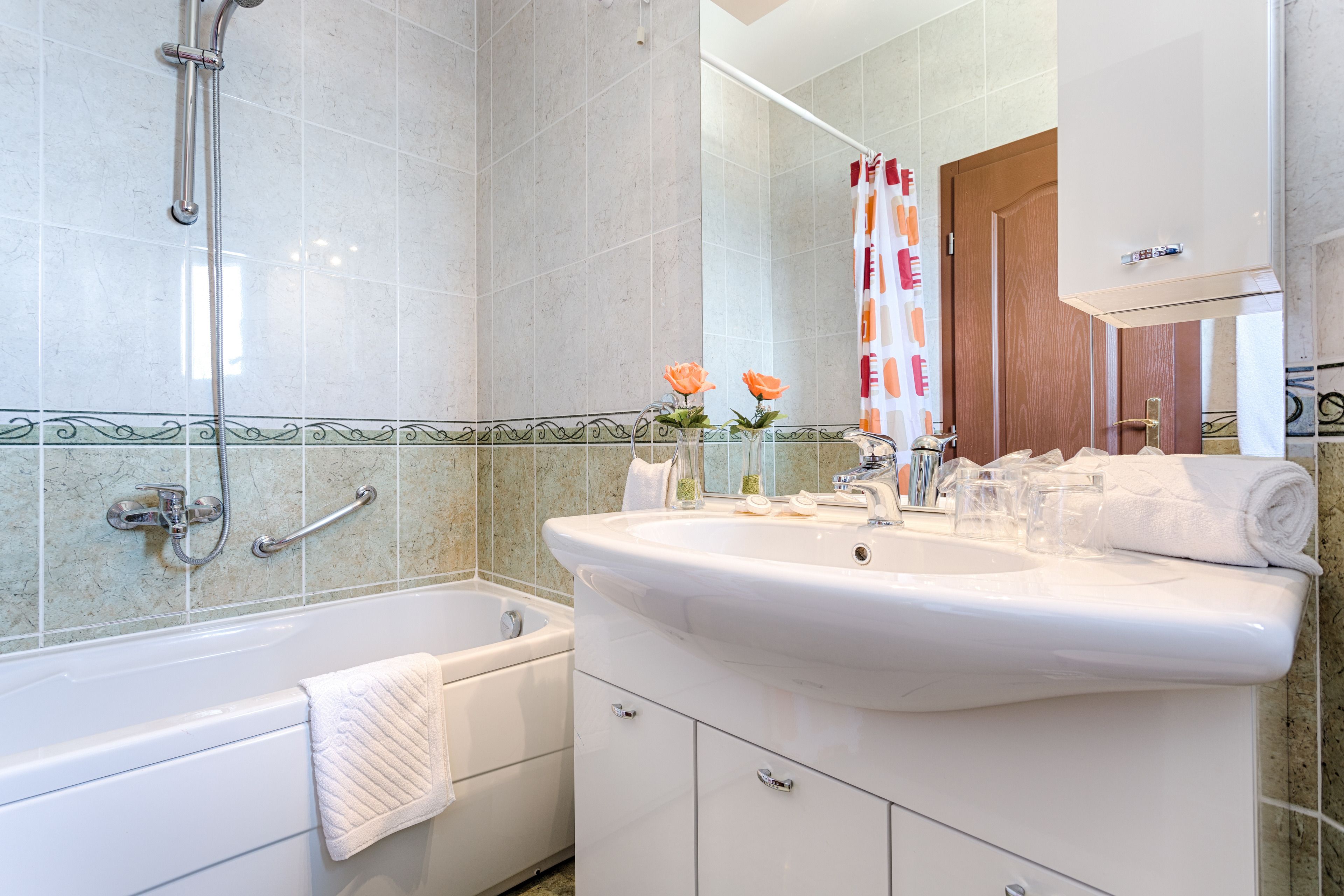 free toiletries, hair dryer, towels