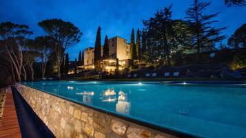 Innenpool, Außenpool, Liegestühle