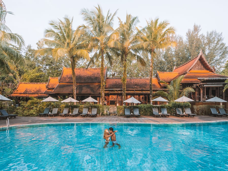 Outdoor pool, sun loungers