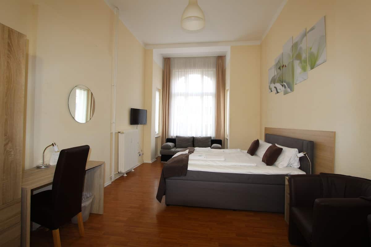 Desk, iron/ironing board (on request), cribs (surcharge)