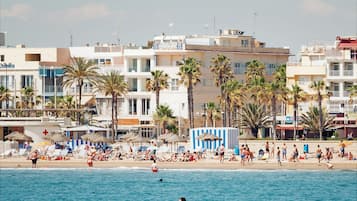 On the beach, beach towels, beach bar