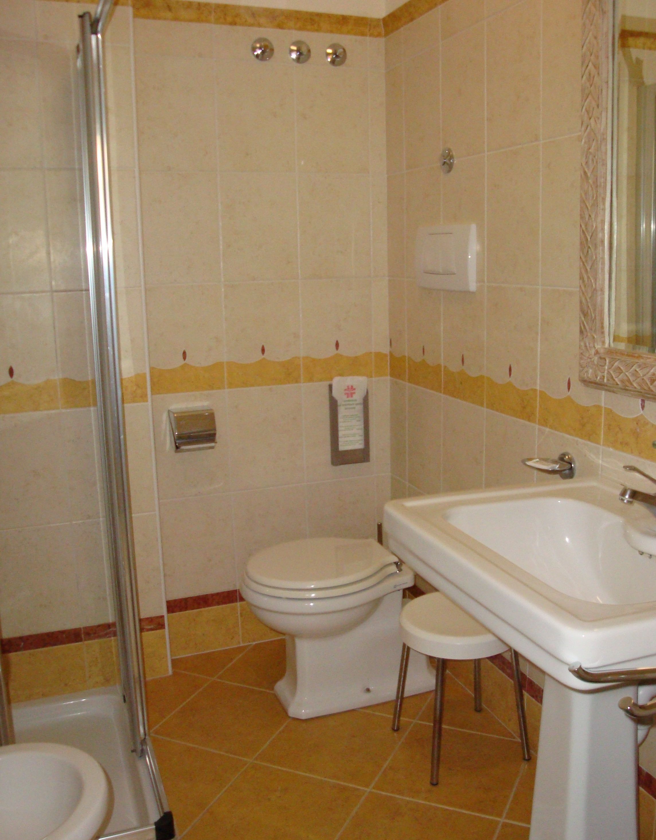 A bathroom with a toilet, a sink, and a shower.