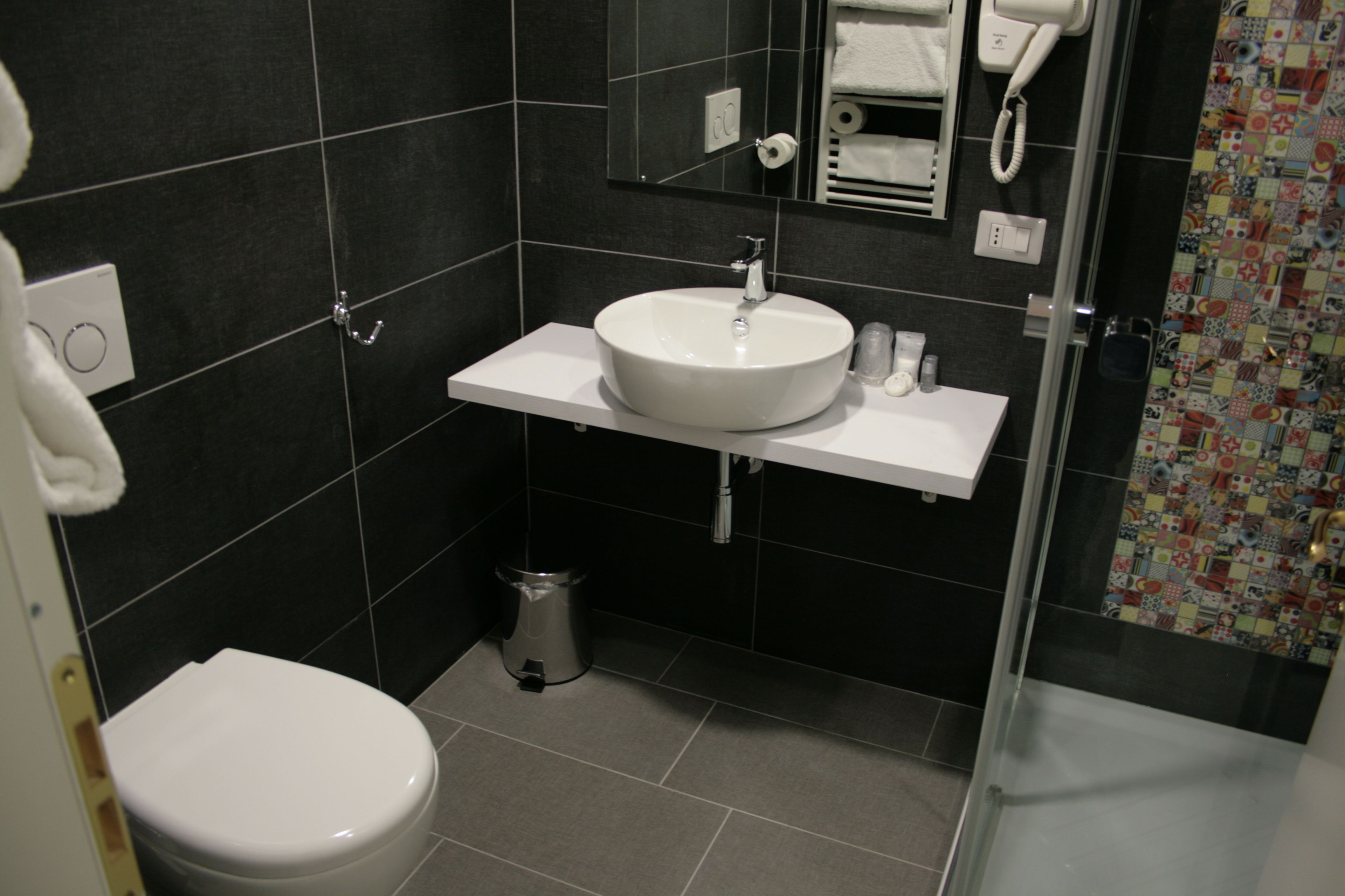 shower, free toiletries, hair dryer, bidet