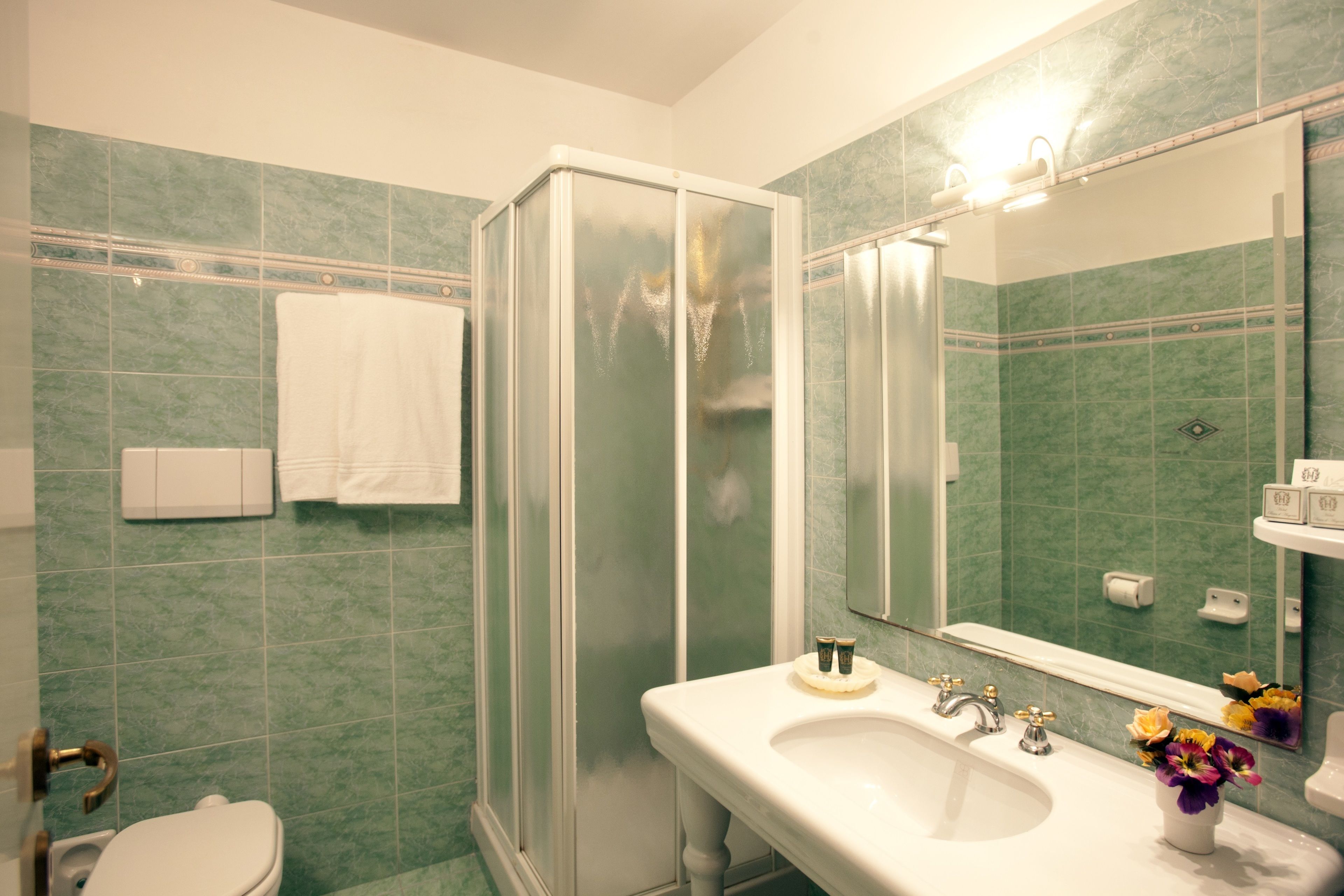 shower, free toiletries, hair dryer, slippers