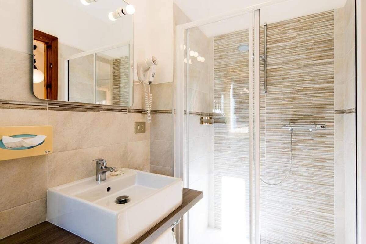 free toiletries, hair dryer, bidet, towels