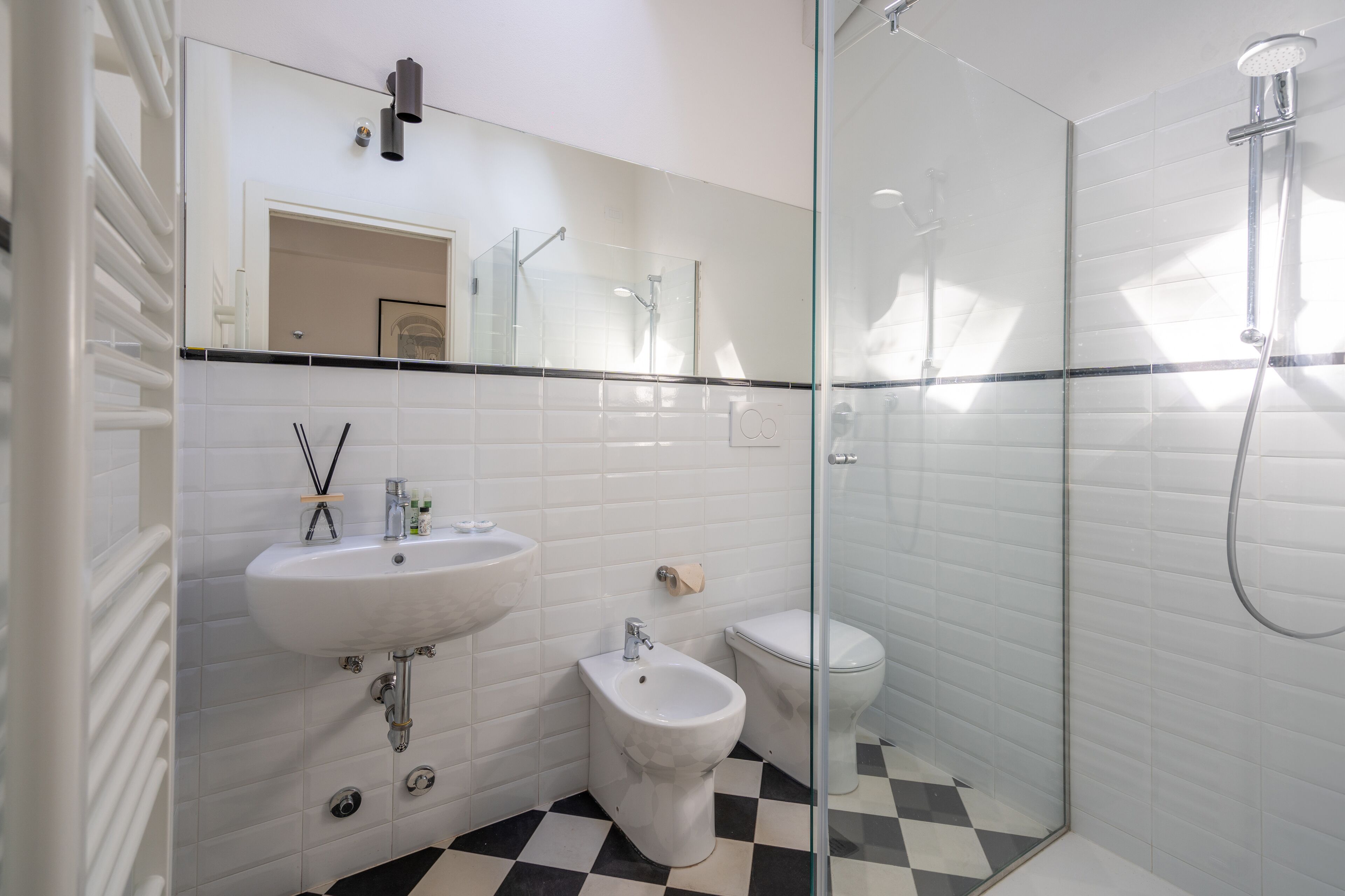 superior apartment | bathroom | eco-friendly toiletries, hair dryer, bidet, towels