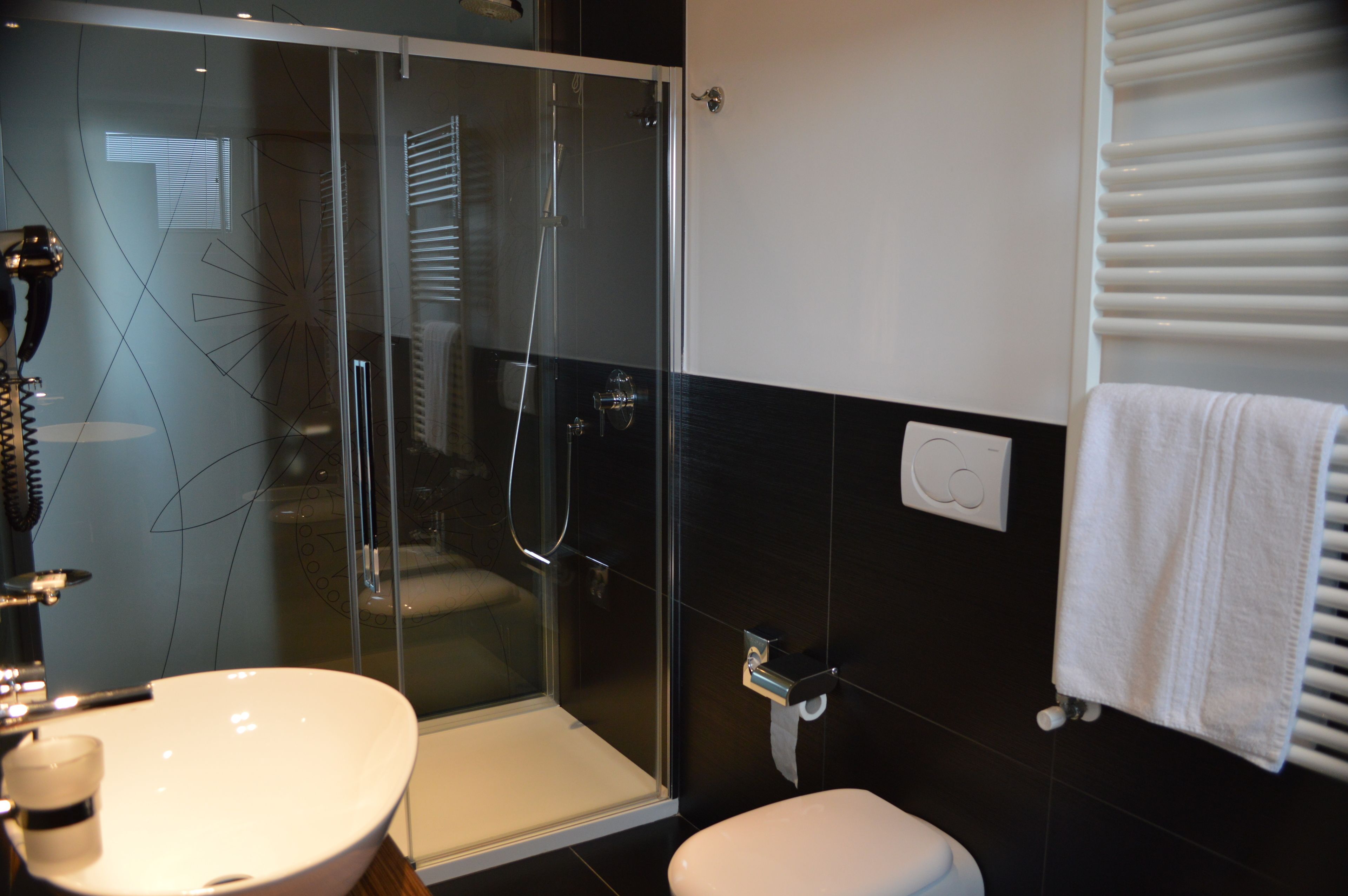 shower, free toiletries, hair dryer, bidet