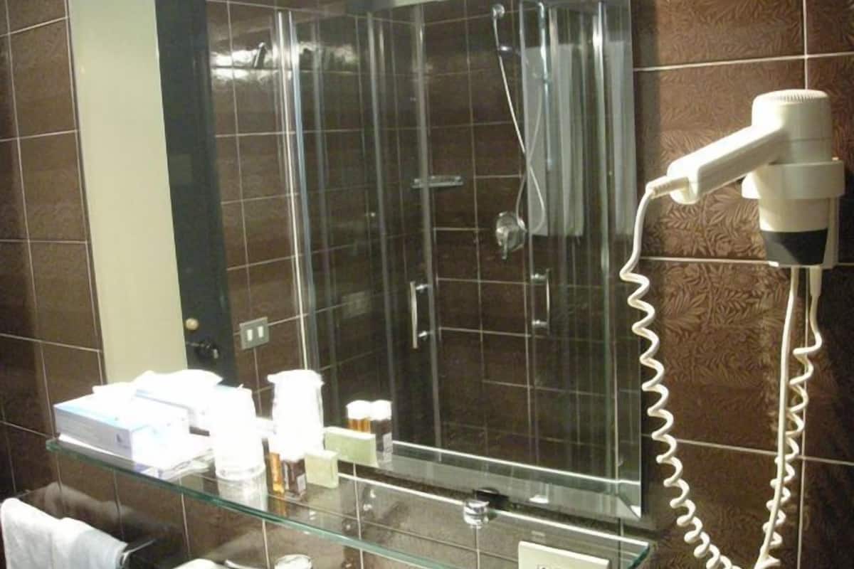 free toiletries, hair dryer, bidet, towels