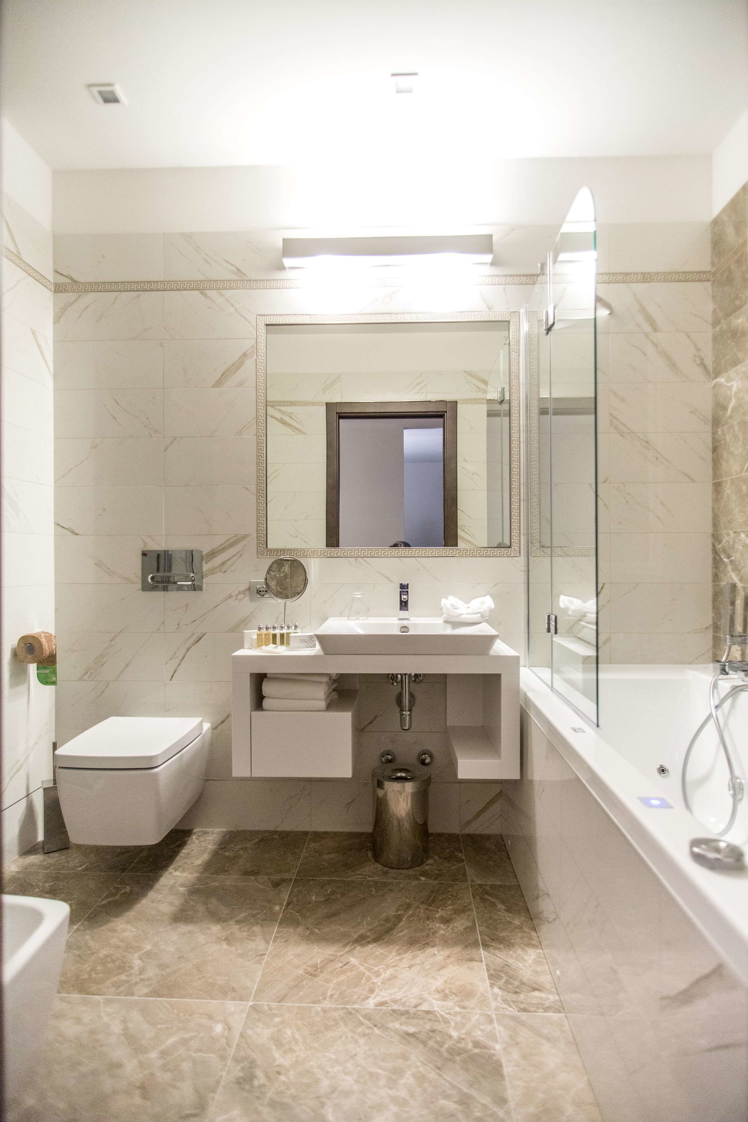 rainfall showerhead, free toiletries, hair dryer, bathrobes