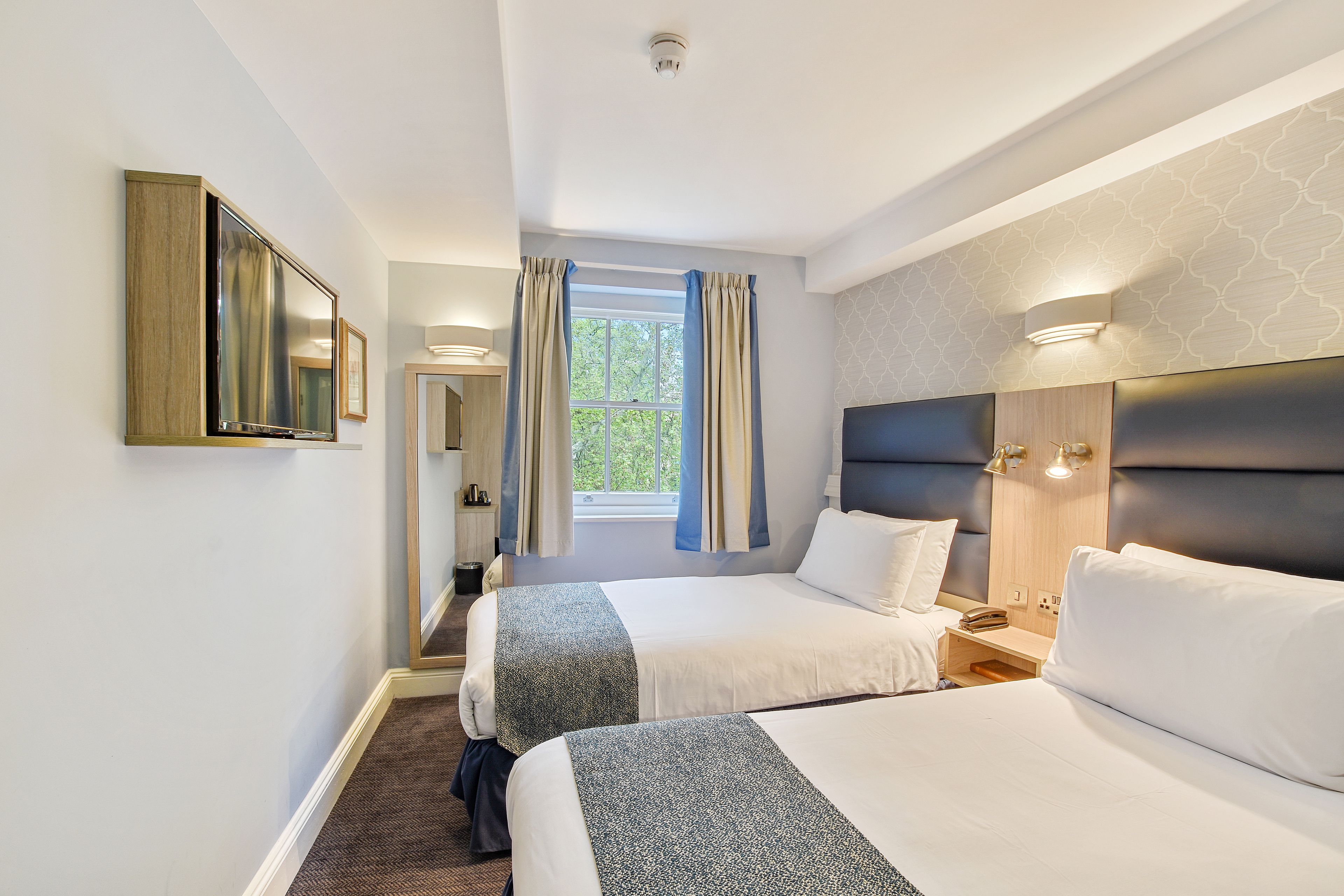 twin room | in-room safe, desk, blackout curtains, soundproofing