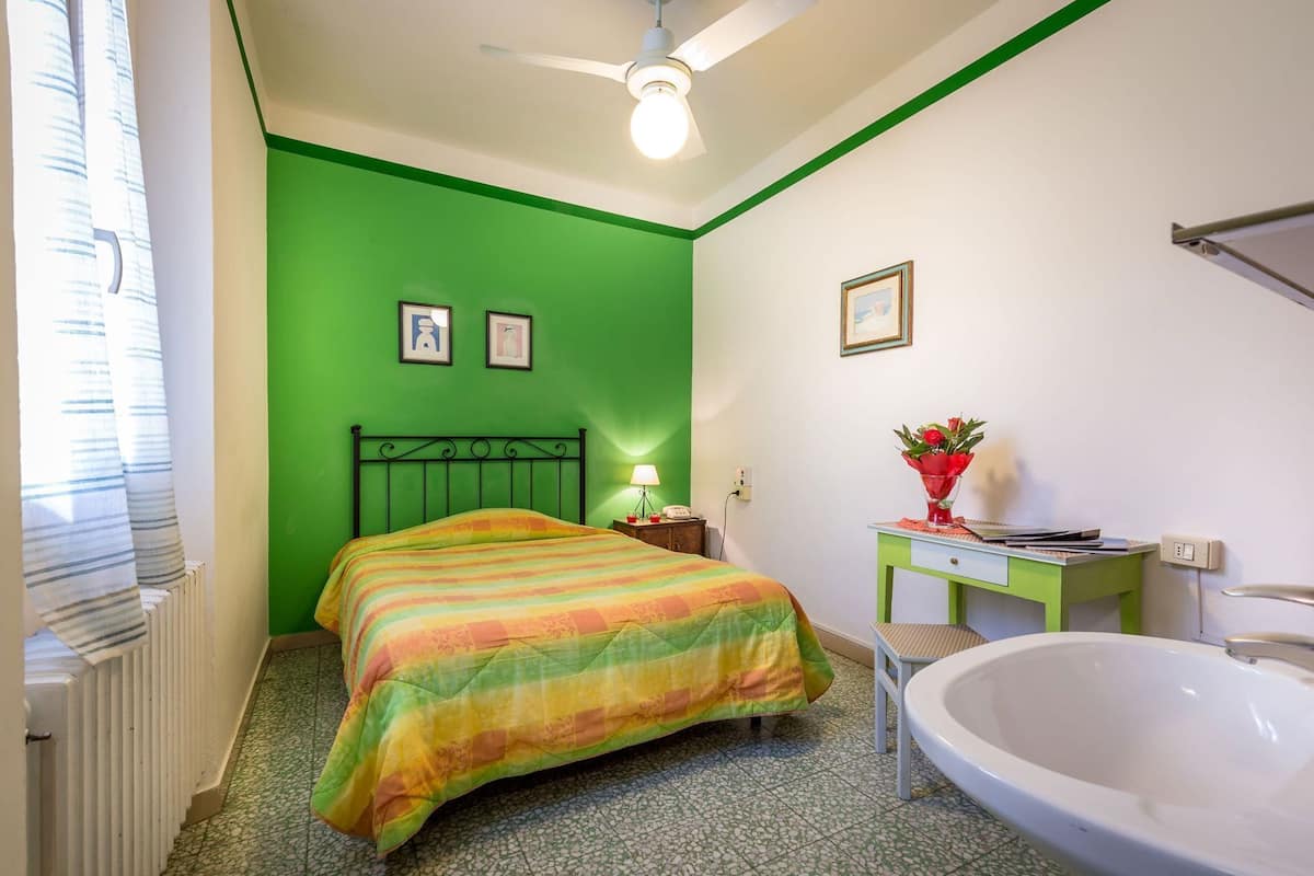 Desk, laptop workspace, free WiFi, bed sheets