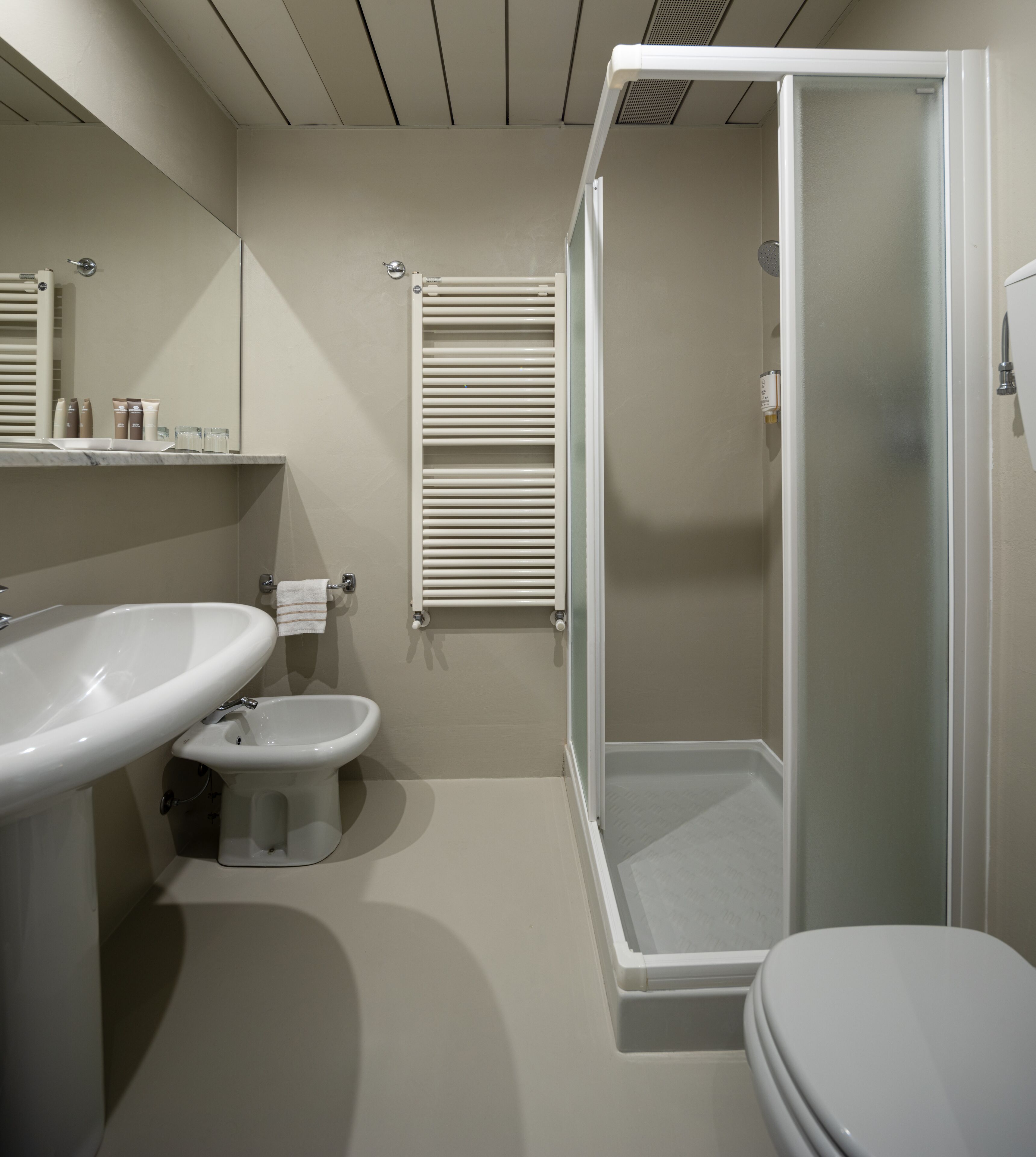 free toiletries, hair dryer, slippers, bidet