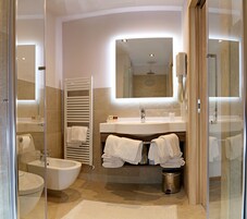 Free toiletries, hair dryer, bidet, towels