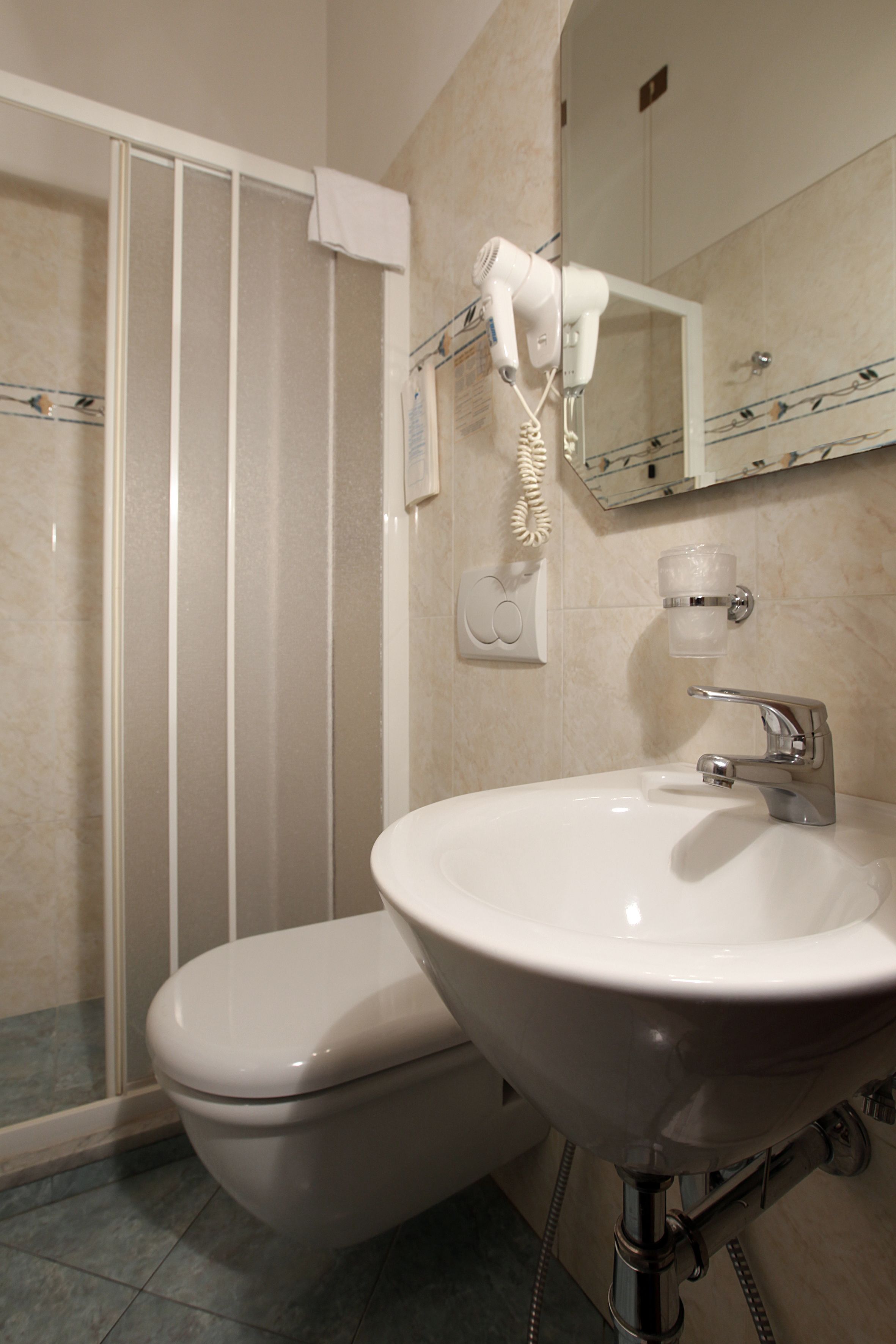 shower, free toiletries, hair dryer, bidet