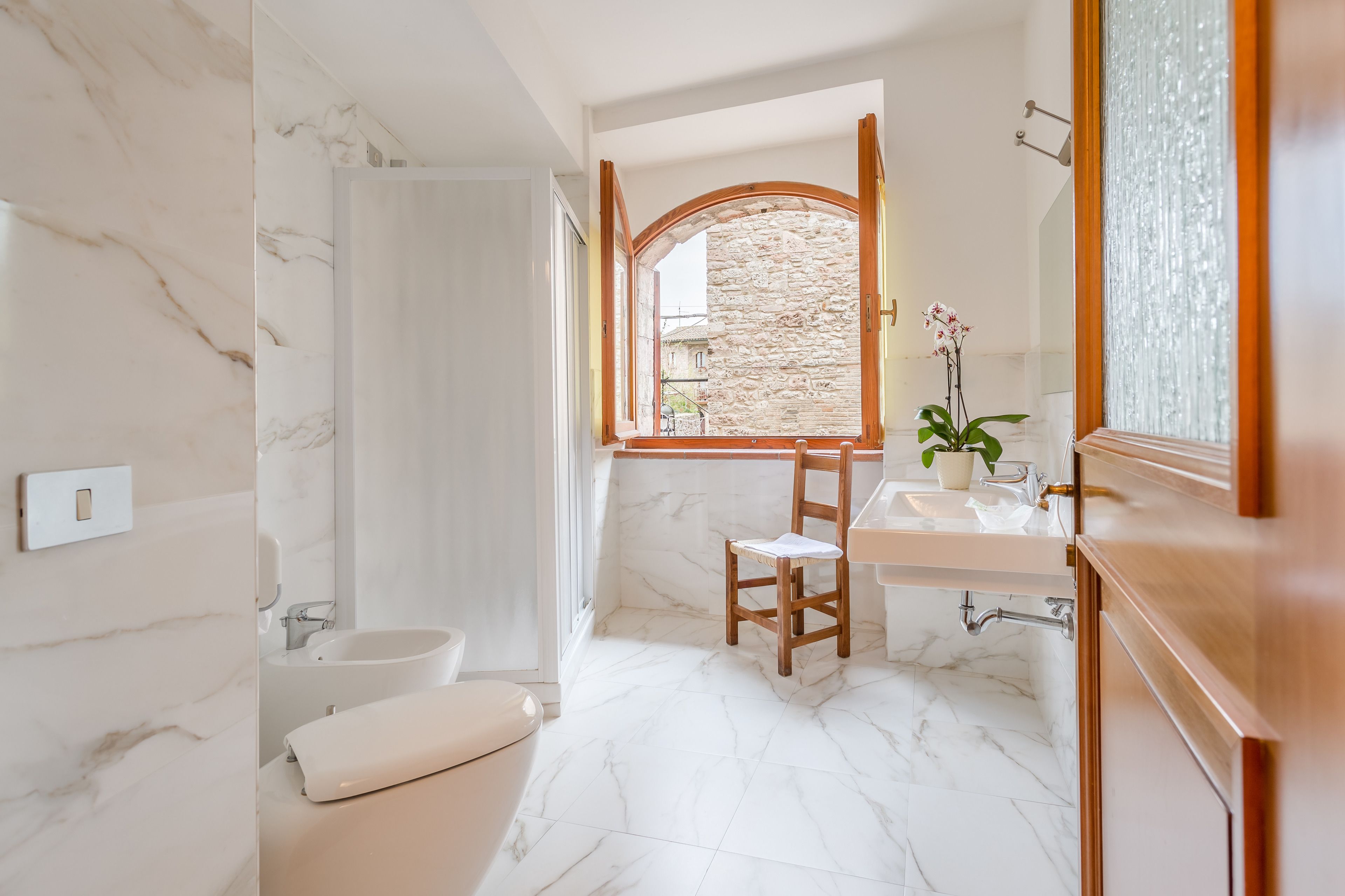 double room, annex building | bathroom | shower, free toiletries, hair dryer, bathrobes