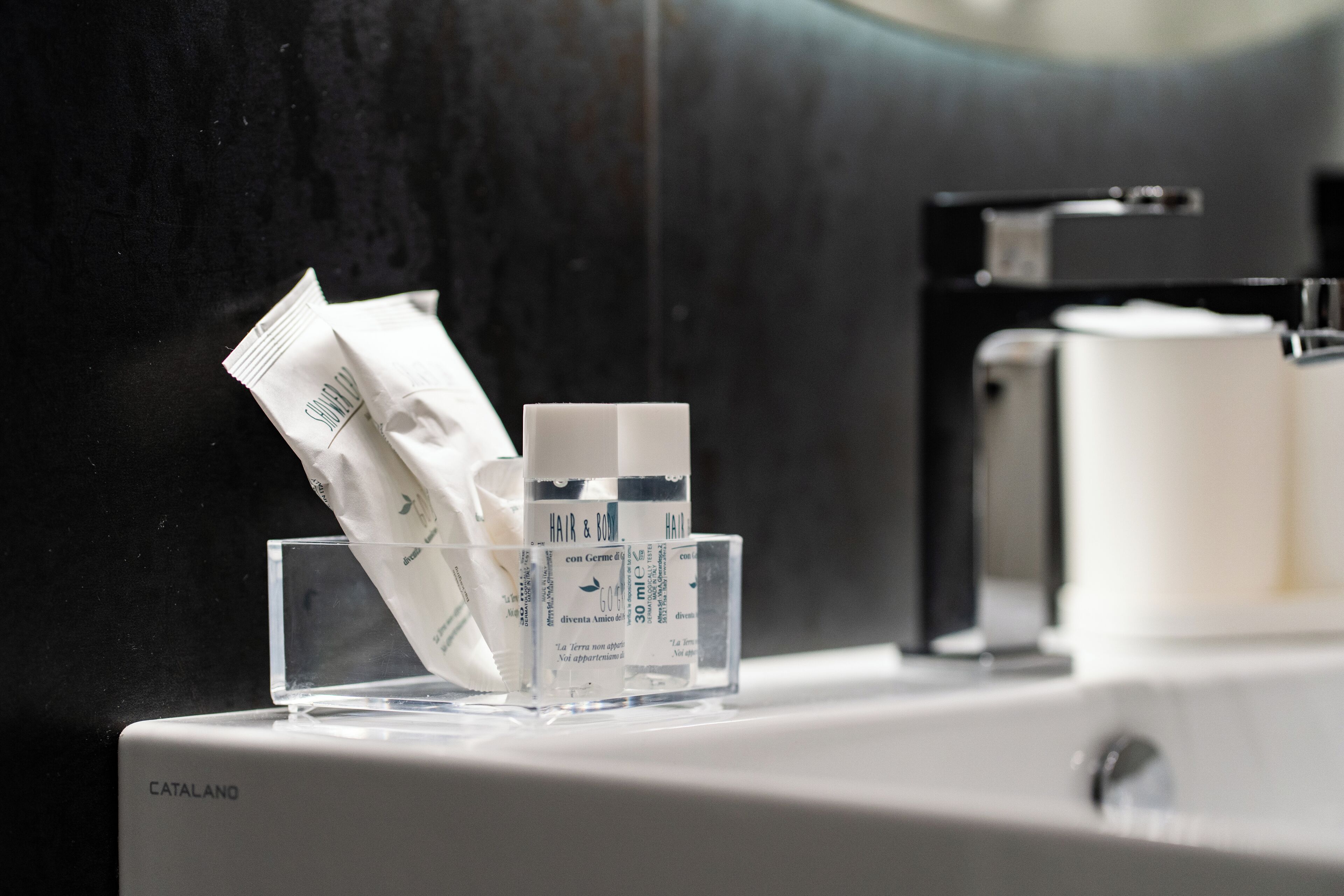 shower, hair dryer, bathrobes, slippers