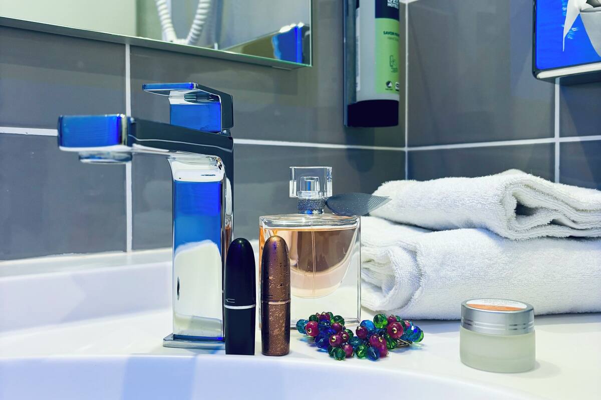 comfort single room | bathroom | hydromassage showerhead, hair dryer, towels