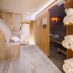 Een sauna, een bubbelbad, een stoombad, een Turks bad/hammam