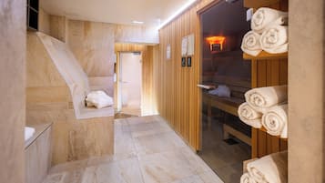 Sauna, tina de hidromasaje, baño de vapor y baño turco o hammam