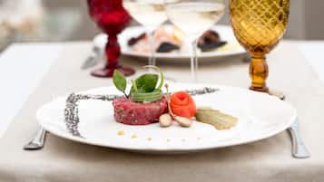 Breakfast, lunch, dinner served; beach views