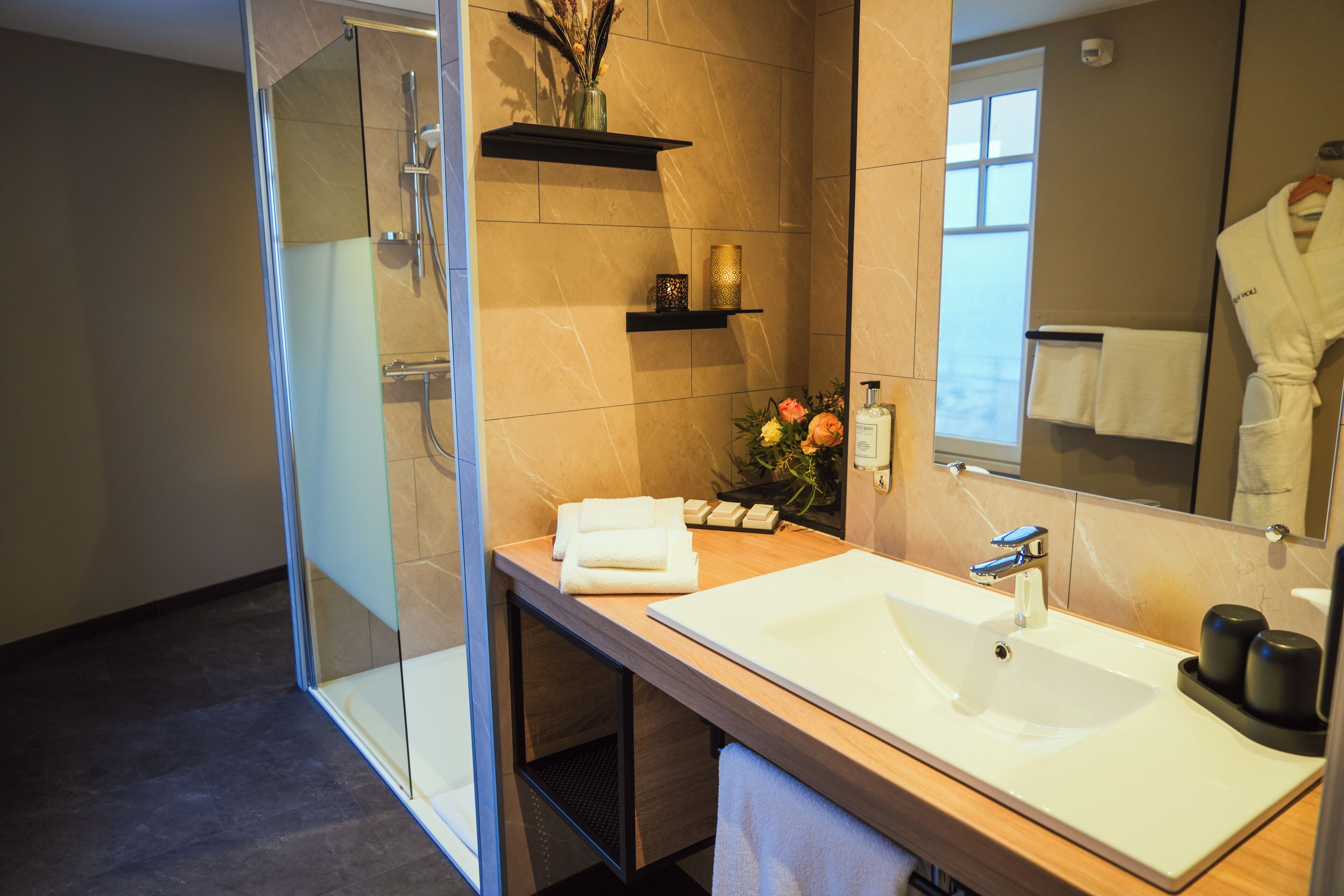 family room, 1 king bed with sofa bed | bathroom | free toiletries, hair dryer, bathrobes, slippers