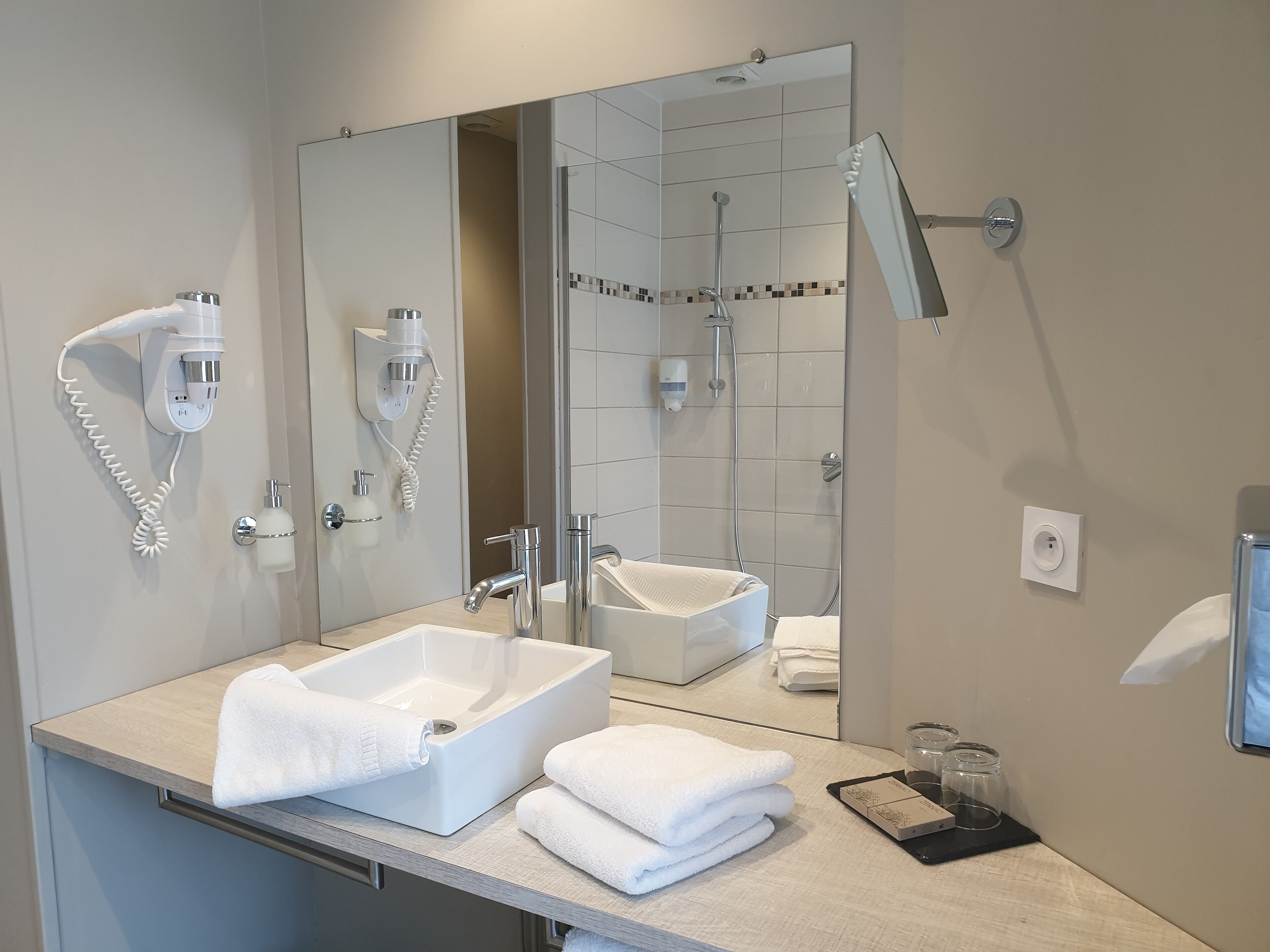 free toiletries, hair dryer, bathrobes, slippers