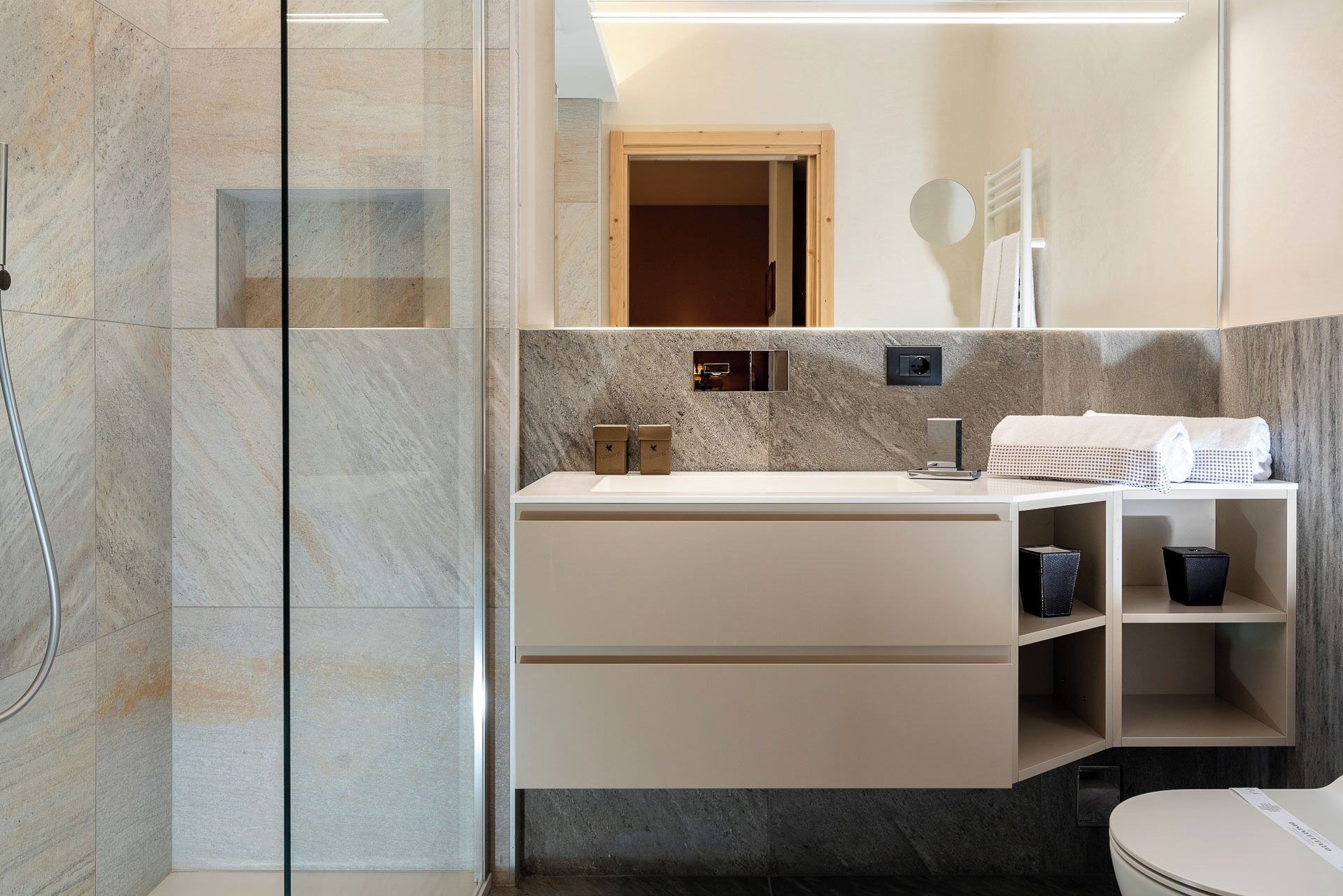 deluxe double or twin room | bathroom | hair dryer, bidet, towels, soap